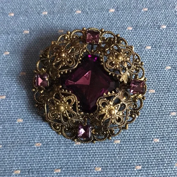Vintage/Antique Amethyst Brooch - Picture 1 of 4